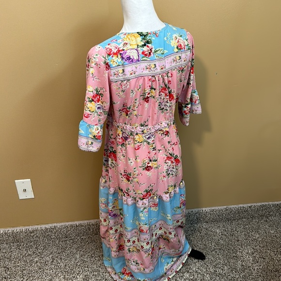 Floral Pink and Blue Maxi Dress - Picture 3 of 4